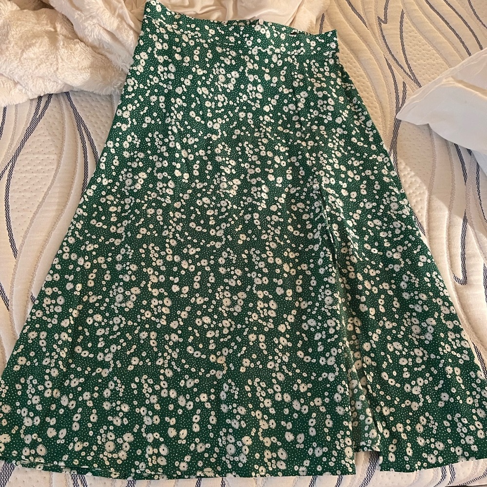 green floral shein skirt